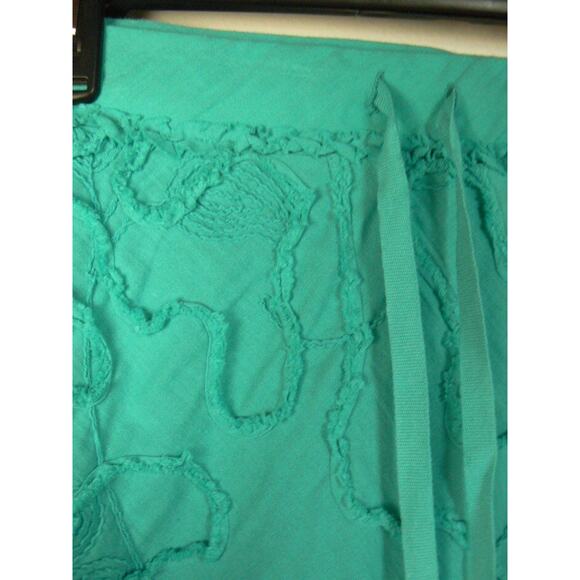 Sophie Max Turquoise Blue Floral Applique A-line Cotton Skirt XS 0 2 NEW S320 - Picture 2 of 4